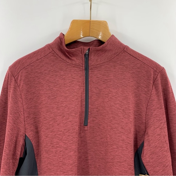 Asics NWT Mens' Heathered Red Cold Weather 1/4 Zip Long Sleeve Shirt, Medium - Picture 5 of 15